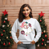 Retro Pink Santa Christmas Sweatshirt, Santa Claus Holiday sweatshirt, cozy Christmas sweater gift for her