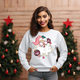 Retro Pink Santa Christmas Sweatshirt, Santa Claus Holiday sweatshirt, cozy Christmas sweater gift for her