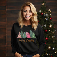 Merry Christmas Sweatshirt, Christmas tree print Sweatshirt gift, cozy Christmas sweater gift for her, cute Christmas Sweatshirt
