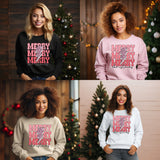 Merry Christmas Sweatshirt, Merry Christmas print Sweatshirt gift, cozy Christmas sweater gift for her, cute Christmas Sweatshirt for mom