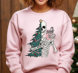 Funny Christmas Skeleton Sweatshirt, Merry and Scary Skeleton Christmas Sweatshirt gift, cozy Christmas sweater gift for her
