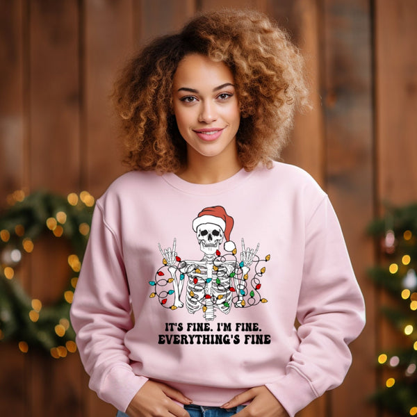 Christmas Sweater, Funny Christmas print Sweatshirt gift, cozy Christmas sweater gift for her, cute Christmas Sweatshirt, Skeleton Christmas