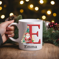 Christmas mug for kids, Christmas initial mug, letter mug Christmas, monogramed Christmas mug, Personalized Christmas gifts, Santa mug