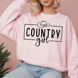 Country Girl Sweatshirt, cowgirl crewneck, custom made Country Girl shirt, gift for country girl, cowboy hat country girl print sweater