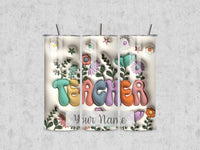 Personalized tumbler for teacher, custom tumbler gift for teacher, teacher end of school year gifts, Christmas gifts for teacher, tumbler