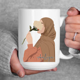 Personalized Muslim girl mug, custom made hijabi girl mug with name, Eid gift for friend, personalized cup with hijabi Muslim girl print