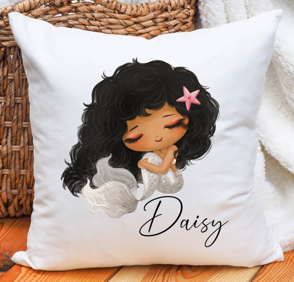 Personalized mermaid pillow, kids girls mermaid cushion, personalized kids pillow, new baby girl gifts, personalized girls nursery cushion