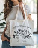 Personalized teacher gift tote bag, personalized teacher bag, teacher appreciation gift, teacher bag canvas, custom made teacher gifts, tote