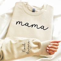 Mama Sweatshirt with kids names on sleeve, Mother's Day Gift for Wife, Gift for new Mom, Custom Mama shirt, Personalized mama sweatshirt