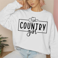 Country Girl Sweatshirt, cowgirl crewneck, custom made Country Girl shirt, gift for country girl, cowboy hat country girl print sweater