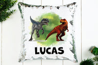 Personalized dinosaur sequin pillow, Custom sequin name pillow with dinosaur print, Personalized pillow birthday gift for kids room