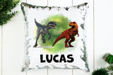 Personalized dinosaur sequin pillow, Custom sequin name pillow with dinosaur print, Personalized pillow birthday gift for kids room