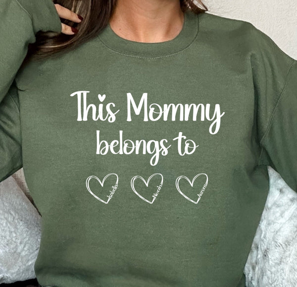 This Mommy belongs to sweatshirt, mother's day personalized shirt gift, this grandma belongs to shirt, this mama belongs to shirt, mom gift
