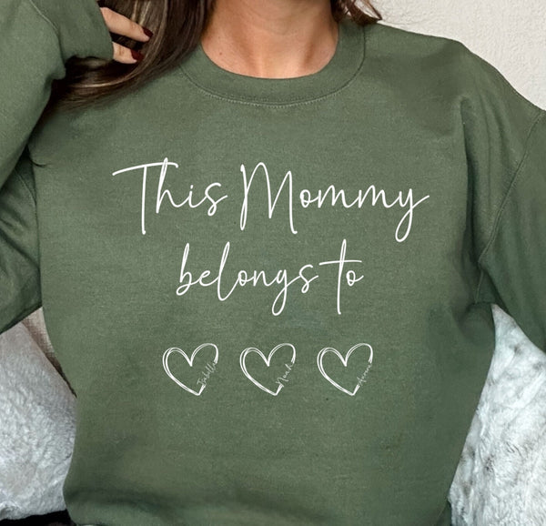 This Mommy belongs to sweatshirt, mother's day personalized shirt gift, this grandma belongs to shirt, this mama belongs to shirt, mom gift