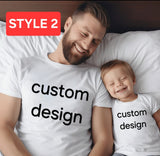 Personalized custom design father and son shirt print, custom text shirt for him, custom text shirt for baby, daddy and baby matching shirt