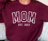 MOM Sweatshirt with kids names on sleeve, Mother's Day Gift for Wife, Gift for new Mom, Custom MOM shirt, Personalized MOM est sweatshirt