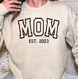 MOM Sweatshirt with kids names on sleeve, Mother's Day Gift for Wife, Gift for new Mom, Custom MOM shirt, Personalized MOM est sweatshirt