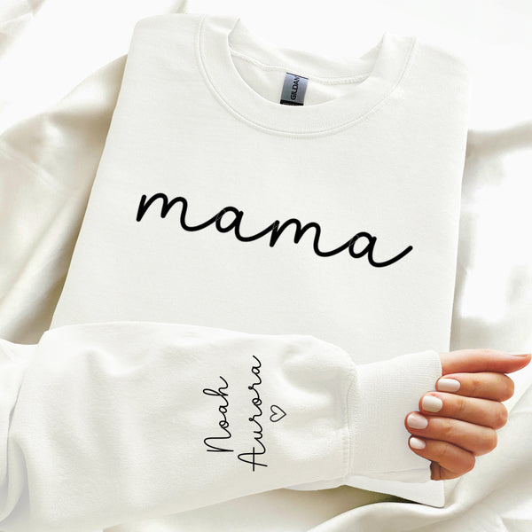 Mama Sweatshirt with kids names on sleeve, Mother's Day Gift for Wife, Gift for new Mom, Custom Mama shirt, Personalized mama sweatshirt