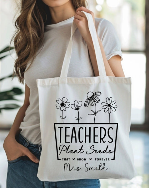 Personalized teacher gift tote bag, personalized teacher bag, teacher appreciation gift, teacher bag canvas, custom made teacher gifts, tote