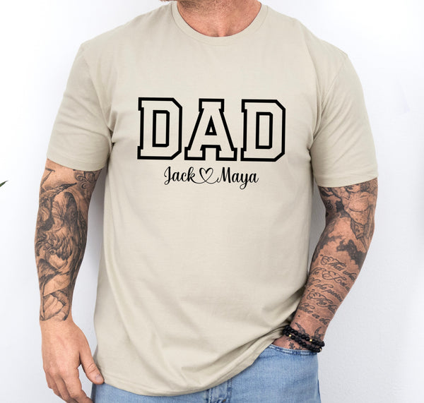 Dad shirt with kids names, Personalized DAD shirt, father's day gift for dad from kids, gift for dad, gift for new dad, custom shirt for dad