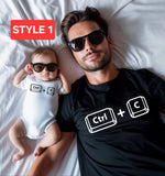 Matching father and son copy and paste shirt, funny father and son shirts, first father's day, dad and baby shirt, gift for new dad
