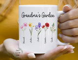 Grandma's garden mug, personalized mug gift for grandma, personalized Mother's day gift, custom made mug for grandma, birth flower mug