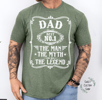 Best Dad shirt, The Man The Myth The Legend shirt, father's day gift, gift for best dad, gift for new dad, Number one Dad, custom dad shirt