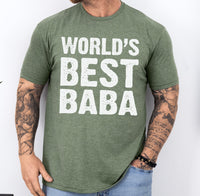World's Best BABA shirt, gift for best baba, custom shirt for baba, gift for dad, father's day gift for great baba, gift for new baba