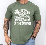 I keep my muscles in the garage shirt, funny Father's day gift, funny dad shirt, father's day gift from kids, garage dad shirt, gift for dad
