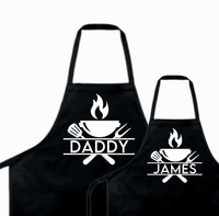 Personalized Daddy and Me Matching Apron, custom father and kids apron set, Father's day gift from kids, gift for chef dad, sous chef apron