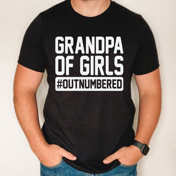 Grandpa of Girls Outnumbered shirt, gift from granddaughter, father's day gift for grandpa, custom shirt for grandpa, funny grandpa shirt