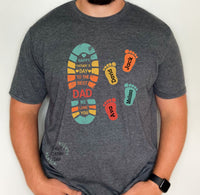 Personalized Dad's footprint print with kids name shirt, custom dad shirt, father's day gift from kids, gift for new dad, best dad shirt