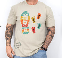 Personalized Dad's footprint print with kids name shirt, custom dad shirt, father's day gift from kids, gift for new dad, best dad shirt