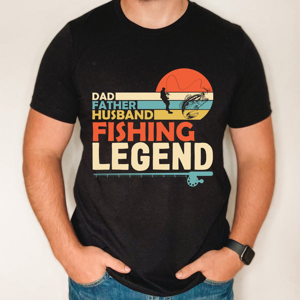 Dad Father Husband Fishing Legend shirt, father's day gift for fishing dad, custom fishing dad shirt, gift for dad from kids, fishing legend