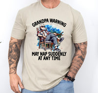Grandpa Warning May Nap Anytime shirt, funny Father's day gift to grandpa from grandkids, funny grandpa custom shirt, gift for new grandpa