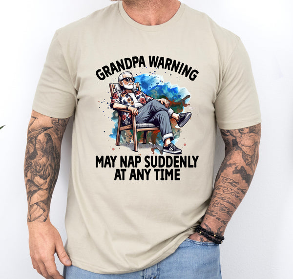 Grandpa Warning May Nap Anytime shirt, funny Father's day gift to grandpa from grandkids, funny grandpa custom shirt, gift for new grandpa