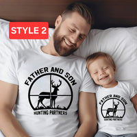 Matching father and son hunting partners shirt, funny father and son shirts, first father's day gift, dad and baby shirt, gift for new dad