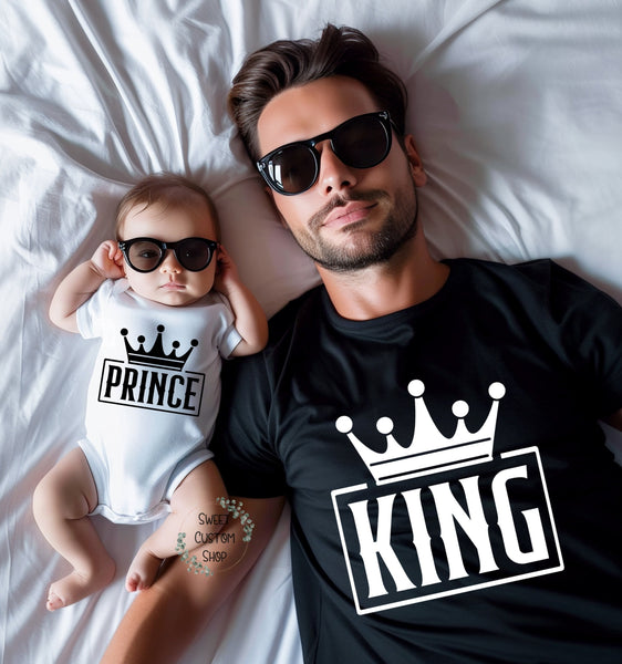 Matching father and son copy and paste shirt, funny father and son shirts, first father's day, dad and baby shirt, prince and king shirts