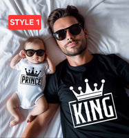 Matching father and son copy and paste shirt, funny father and son shirts, first father's day, dad and baby shirt, prince and king shirts