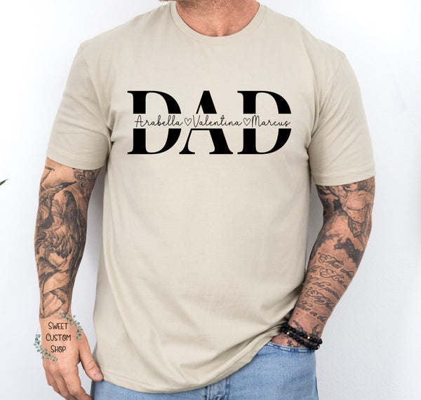 Personalized Dad shirt with kids names, custom Father's day shirt, gift for dad, gift for new dad, personalized gifts for dad from kids