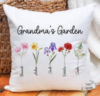 Grandma's Garden pillow, Birth Flowers Pillow for Grandmother, personalized Mother's day gift, gift for grandma, custom pillow gift