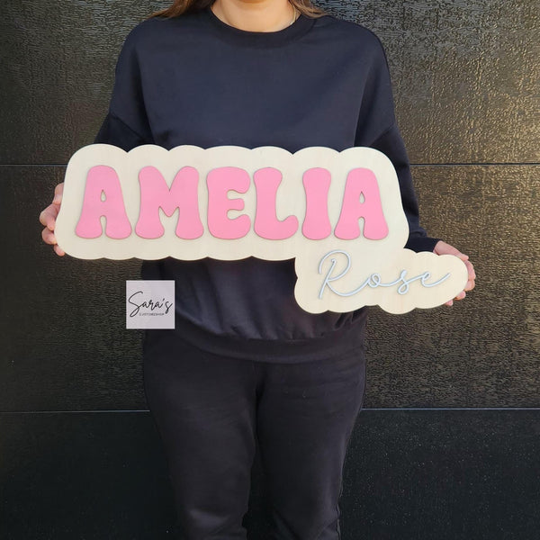 Custom Nursery Wood Name Sign, Custom Baby Name Sign cutout, Nursery Baby Shower Gift, Boho Wooden Name Sign, Personalized name wood decal