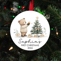 Baby's first Christmas ornament, Personalized baby's first Christmas ornament 2024 gift, bear christmas ornament for newborn, cute ornament