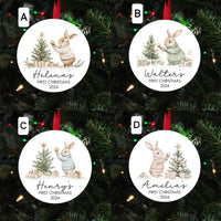 Baby's first Christmas ornament, Personalized baby's first Christmas ornament 2024 gift, cute rabbit christmas ornament for newborn,