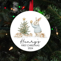Baby's first Christmas ornament, Personalized baby's first Christmas ornament 2024 gift, cute rabbit christmas ornament for newborn,