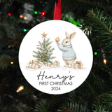Baby's first Christmas ornament, Personalized baby's first Christmas ornament 2024 gift, cute rabbit christmas ornament for newborn,