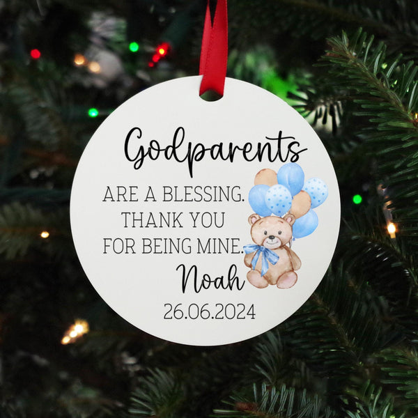 Personalized Godparents ornament, custom Christmas ornament gift for Godparents 2024, godmother ornament, godfather ornament gift