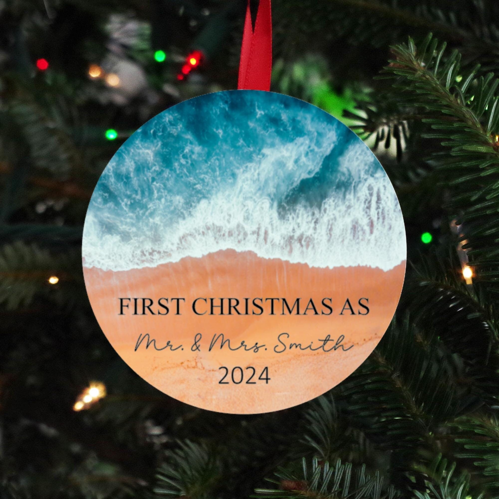 First Christmas as Mr and Mrs ornament, First Christmas together 2024 ornament, gift for newly married couple, wedding gift, bride and groom