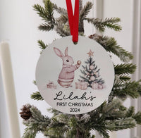 Baby's first Christmas ornament, Personalized baby's first Christmas ornament 2024 gift, cute rabbit christmas ornament for newborn,