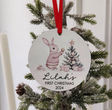 Baby's first Christmas ornament, Personalized baby's first Christmas ornament 2024 gift, cute rabbit christmas ornament for newborn,